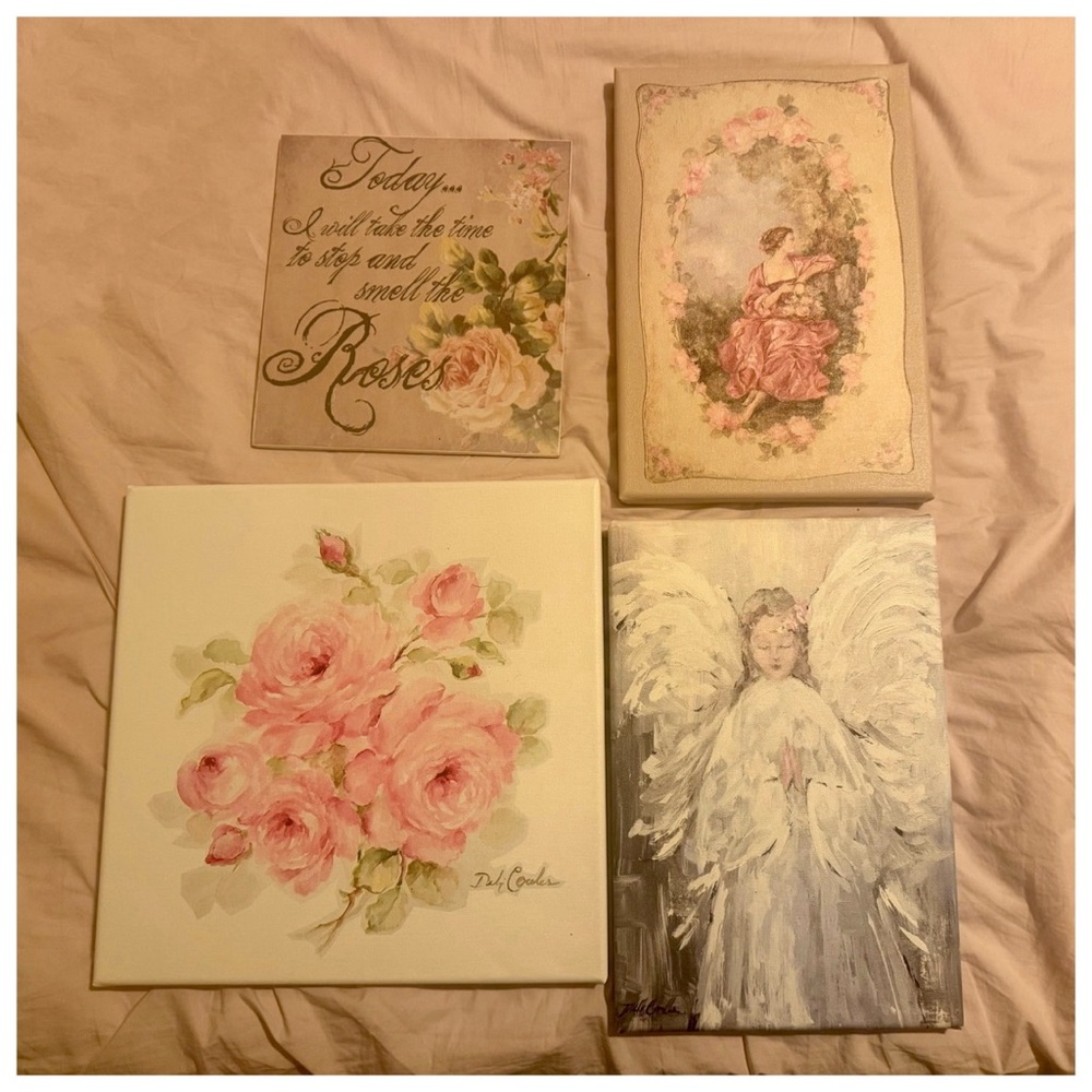 Set of 4 Shabby Chic Themed Art 🌷